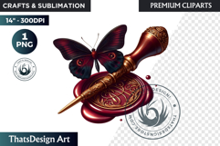 Dark Academia PNG, Gothic Butterfly Clipart Moody ephemera Product Image 1