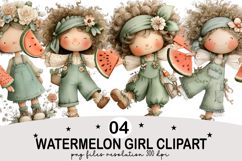 Watermelon Girl Clipart Watercolor png Product Image 1