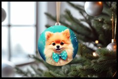 Pomeranian Dog Christmas Round Ornament Sublimation Product Image 2