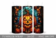 Pumpkin Tumbler Sublimation. Scary Pumpkin Tumbler Design Product Image 1