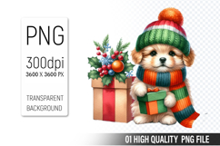 Christmas Dog Clipart PNG, Watercolor Christmas Animals Product Image 1