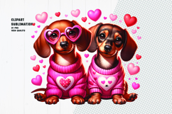 Cute Dachshund Love clipart sublimation PNG Product Image 1