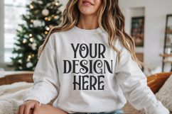 Christmas Gildan 18000 White Crewneck Sweatshirt Mockups Product Image 1