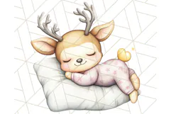 Sleeping Baby Animals PNG, Cozy Pajama Bedtime Clipart Png Product Image 4