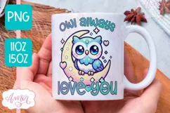 Cute Valentines Mug Wrap PNG, Valentines Owl mug png design Product Image 1