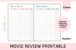 Movie Review Printable 2 | Movie Journal Template Product Image 1