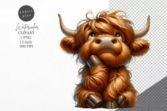 Highland cow clipart, Farm animals, Funny clipart Product Image 1
