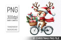 Watercolor Cute Christmas Reindeer Clipart PNG Bundle Product Image 9