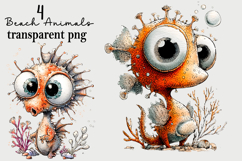 Beach Animals Clipart PNG Watercolor PNG Product Image 1