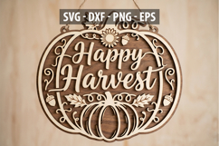 Happy Harvest SVG, Pumpkin Fall Door Hanger SVG Product Image 1