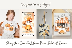 Cute Ghost Cafe Watercolor Clipart Product Image 10
