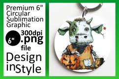 Fall Halloween Cow Round Design for Keychain Product Image 1