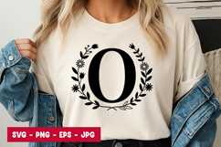 Letter O Leaf Wreath SVG PNG Product Image 1