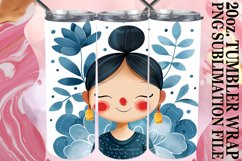 Watercolor Portrait Tumbler Wrap Floral Design 20oz Product Image 1
