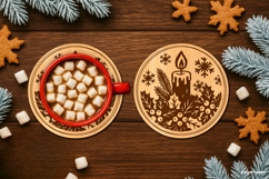 Winter Coffee Coaster Laser Cut | Drink Coaster | SVG Product Image 1