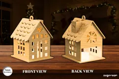 Christmas House Candle Holder SVG | Laser Cut | Glowforge Product Image 2