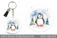 Christmas Penguin Keychain. Winter Penguin Keychain Product Image 1