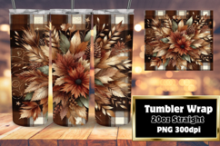 GRACEFUL 20oz PNG Tumbler Wrap , Autumn Flower Product Image 1
