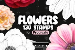 130 Procreate Flowers Stamp Brushes Product Image 1