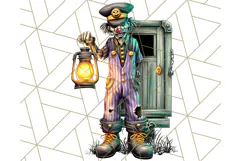 Creepy Clown Halloween PNG Clipart, Spooky Circus Art Product Image 4