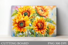 Sunflowers Cutting Board Design. Cutting Board Sublimation Product Image 1