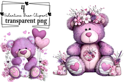 Whimsical Valentine Teddy Bear Clipart Watercolor PNG Product Image 1
