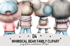 Whimsical Bear Family Clipart Watercolor Clipart png Product Image 1