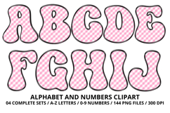Gingham Plaid Alphabet Letters &amp; Numbers Clipart PNG 300DPI Product Image 2