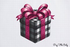 Red Black Glitter Plaid Clipart PNG Product Image 1