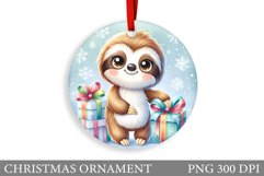 Cute Sloth Christmas Ornament. Christmas Sloth Sublimation Product Image 1