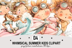 Whimsical Summer Kids Clipart Watercolor Png Product Image 1