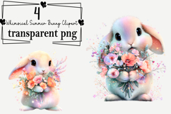 Whimsical Summer Bunny Clipart Watercolor PNG Product Image 1