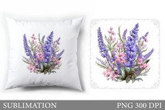 Lavender Pillow Design. Flowers Sublimation Product Image 1