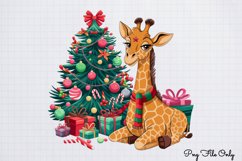 Christmas Giraffes Clipart PNG Product Image 1
