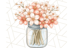 Flowers in Glass Jars PNG, Rustic Floral Watercolor Clipart Product Image 4