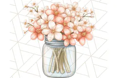 Flowers in Glass Jars PNG, Rustic Floral Watercolor Clipart Product Image 4