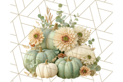 Pumpkin Clipart with Fall Flowers PNG Autumn Illustration Product Image 4
