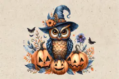 Watercolor Halloween Owls. PNG sublimation Product Image 2