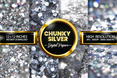 Chunky Silver Digital Papers - 04 variations Product Image 1