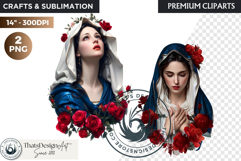 Floral Virgin Mary Clipart PNG, Mother with Jesus, bible Product Image 1