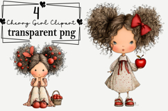 Watercolor Cherry Girl Clipart Watercolor PNG Product Image 1