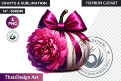 Floral Pink Coquette Pumpkin with bow PNG, Autumn Girly bow Product Image 1