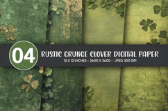 Rustic Grunge Clover Digital Paper Product Image 1