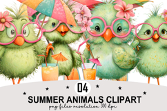 Summer Animals Clipart Watercolor PNG Product Image 1