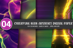 Cyberpunk Neon Abstract Digital Paper Product Image 1