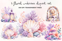 Floral Undersea Clipart Set PNG Product Image 1
