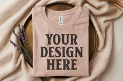 Heather Dust Folded Bella Canvas 3001 Flat Lay T-Shirt Mocku Product Image 1