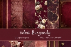 Burgundy Digital Paper Pack | Velvet Red Backgrounds Product Image 2