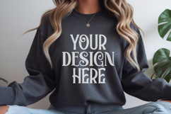 Dark heather Gildan 18000 Sweatshirt mockup Product Image 1