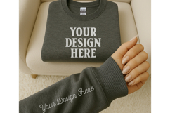 Gildan 18000 Dark Heather Sleeve Sweatshirt Mockup | Cozy Cr Product Image 1